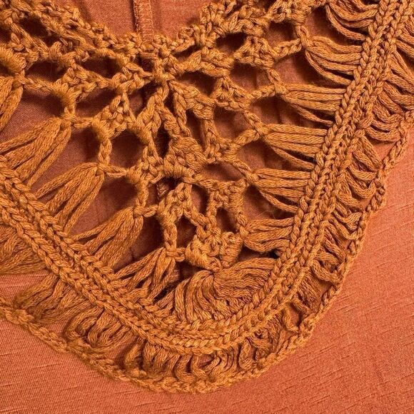 BKE Daytrip Sequoia Brown Crochet Flutter Sleeve Top Large - Picture 5 of 9